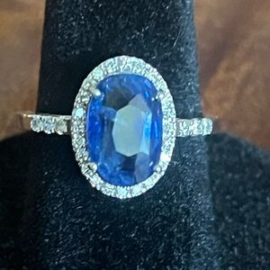 Sold! 4 ct. Oval Blue Sapphire and Diamond Ring 18 kt. WG